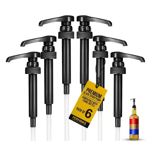 Miniatura 11 de Dispensador de bomba de jarabe de café de 6 piezas (color dorado) - Compatible con botellas de jarabe Torani, Davinci y Skinny