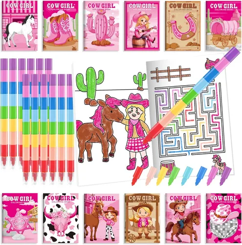 Miniatura 15 de BenLouis 24 mini libros para colorear del espacio exterior para niños con 24 crayones apilables, regalos de fiesta de astronautas, libros