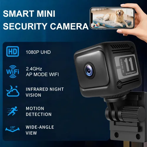 Miniatura 2 de Mini cámara de seguridad, cámara inalámbrica HD de 1080p para interiores con batería de 6 horas y no necesita WiFi para grabación, detección