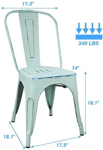 Miniatura 3 de Devoko Sillas de metal para interiores y exteriores, estilo envejecido, sillas de comedor y cocina, sillas laterales apilables con respaldo, juego