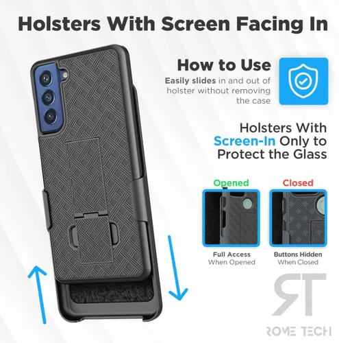 Miniatura 3 de Funda diseñada para Samsung Galaxy S21 FE 5G con funda de clip para cinturón, funda de soporte, color negro