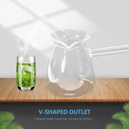 Miniatura 7 de Cafetera turca con mango lateral: olla de vidrio para café, té, leche, diseño compacto con boquilla en forma de V para vertido controlado - 15.2 fl