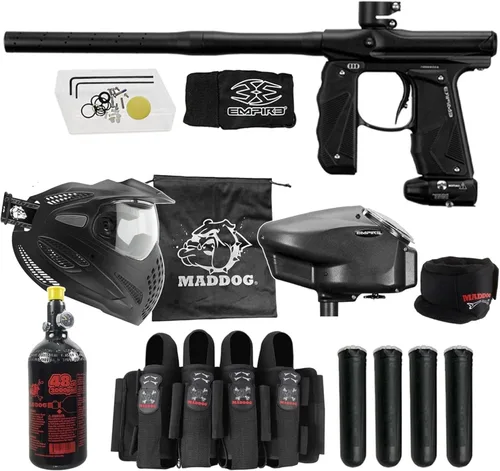Maddog Empire Mini GS - Marcador de pistola de paintball completo con tanque HPA, Empire Halo Too Loader, gafas térmicas antivaho para máscara de