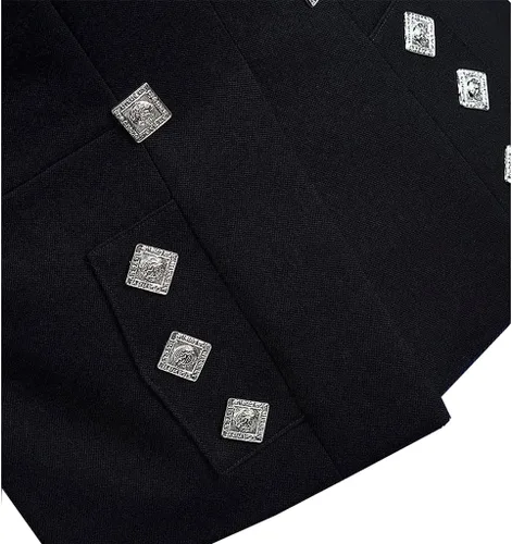 Miniatura 6 de Gentry Choice Chaqueta y chaleco formal de boda escocesa para hombre, color negro, con chaleco
