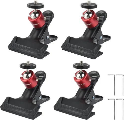 Miniatura 8 de UTEBIT Clip de montaje de cámara trípode resistente con cabezal de bola giratorio 360, abrazadera de resorte negro para estudio de sesión de fotos