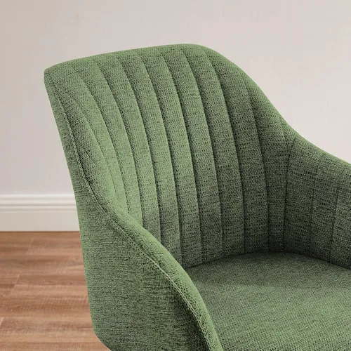 Miniatura 9 de Zouron Silla de Acento Moderna de Mediados de Siglo con Patas de Madera, Silla de Escritorio Giratoria Sin Ruedas, Sillón Lateral Tapizado Silla