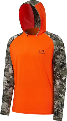 Miniatura 8 de BASSDASH Camisa de pesca de rendimiento UPF 50 para hombre, sudadera con capucha de camuflaje de manga larga FS17M