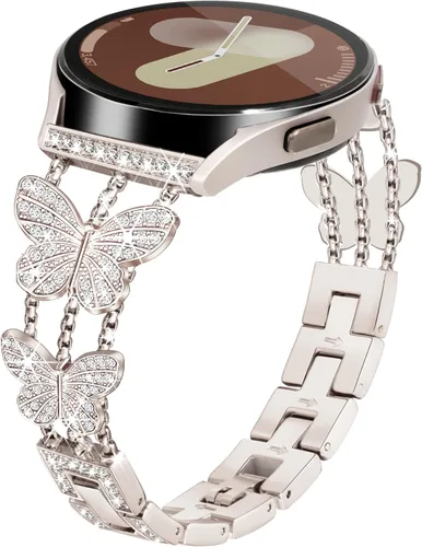 Miniatura 7 de Compatible para Samsung Galaxy Watch 7 6 5 4 FE Correa 40mm 44mm, Correa de Metal con Diamantes para Mujer 20mm para Samsung Watch Bands 7 6 5 4