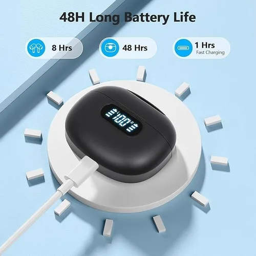 Miniatura 7 de Auriculares inalámbricos Bluetooth 5.4, auriculares estéreo de alta fidelidad 2025, 4 micrófonos con cancelación de ruido ENC, auriculares