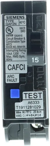 Miniatura 2 de Disyuntor de circuito neutro enchufable AFCI tipo combinación de 1 polo de 15 amperios