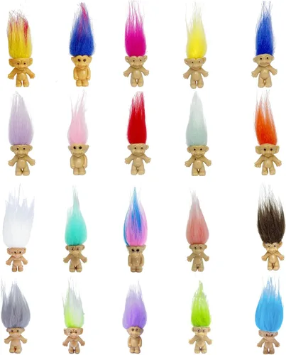 Miniatura 9 de Mini Muñecos Troll, Mini Figuras de Acción de Muñecos Troll Vintage de PVC, Toppers para Pasteles, Cromáticos, Adorables Pequeñitos Lindos