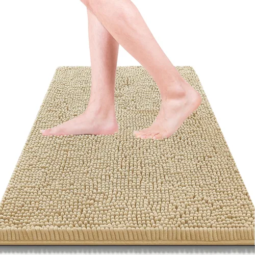 Miniatura 10 de Alfombras de baño 47x17 pulgadas, súper absorbentes, suaves, gruesas, lavables a máquina, alfombra de baño de chenilla, antideslizante para piso