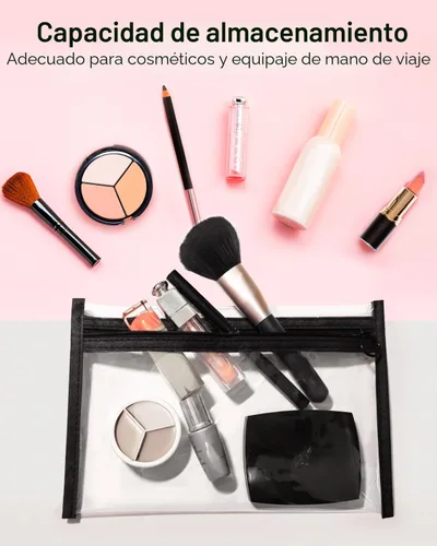 Miniatura 5 de Bolsas de maquillaje transparentes, paquete de 3 pequeñas bolsas de aseo para cosméticos con cremallera, bolsas de viaje transparentes de PVC