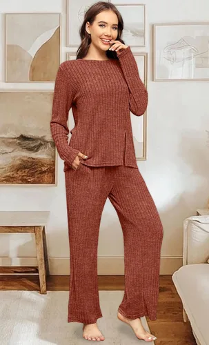 Miniatura 3 de WIHOLL Conjuntos de dos piezas para mujer, conjunto de descanso acogedor suéter con bolsillos