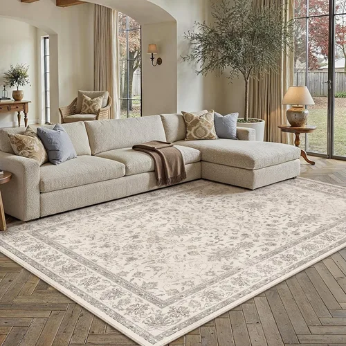 Miniatura 36 de PureCozy - Alfombra de área beige de 8 x 10, lavable, vintage, alfombra para sala de estar, dormitorio, gran alfombra suave retro de pelo bajo