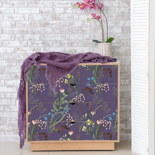 Miniatura 6 de VEELIKE Papel tapiz floral de flores silvestres secas, despegar y pegar para dormitorio, habitación de niñas, 17.7 x 354 pulgadas, autoadhesivo