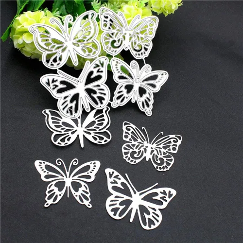 Miniatura 2 de ZECNG - 4 troqueles de corte de metal con diseño de mariposa para hacer tarjetas, herramientas de troqueles de mariposa de acero al carbono para #8