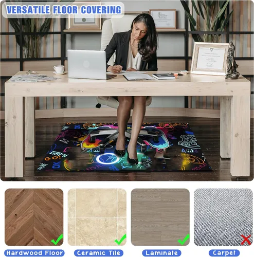 Miniatura 4 de Tapete para silla de juegos para suelo de madera dura, 36 x 48 pulgadas, resistente para sillas rodantes debajo del juego, decoración de Multi