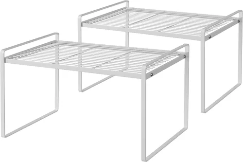 Miniatura 16 de Shantton Paquete de 2 estantes de gabinete de cocina, estante organizador de despensa, baño, dormitorio, oficina, mesa, escritorio, ahorro