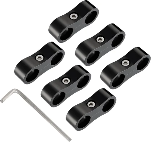 Miniatura 12 de EVIL ENERGY 4AN Abrazadera Separadora de Manguera, Abrazadera de Montaje de Línea de Combustible AN4 de Aluminio Negro 4PCS