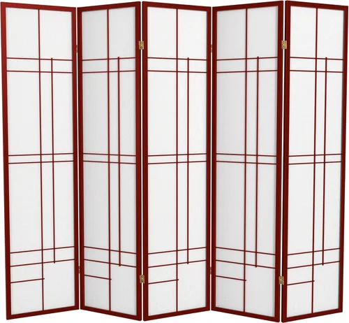 Red Lantern Pantalla Eudes Shoji de 6 pies de altura - Palisandro - 5 paneles Rosewood