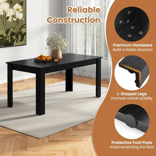 Miniatura 7 de Giantex Mesa de comedor para 6, mesa de cocina rectangular con capacidad de 330 libras, estructura estable, 63 pulgadas de largo x 31.5 pulgadas