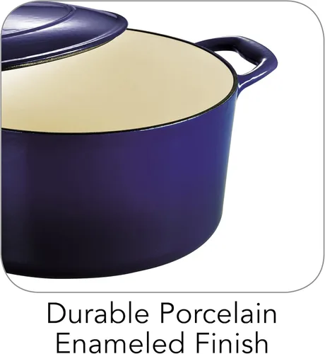 Miniatura 4 de Olla holandesa de hierro fundido esmaltado Tramontina Bestow con tapa, redonda de 5,5 cuartos, azul