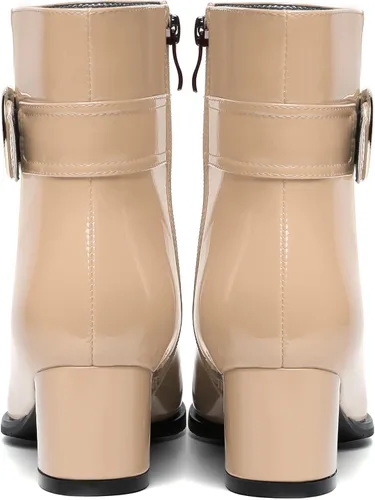 Miniatura 4 de SKYSTERRY Botas altas de tacón bajo grueso y grueso para mujer, con cierre de cremallera, de 2 pulgadas