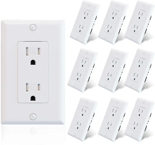 Miniatura 38 de ELEGRP Toma de corriente decorativa de pared, resistente a manipulaciones, 15 amperios, enchufe eléctrico de pared estándar, grado residencial