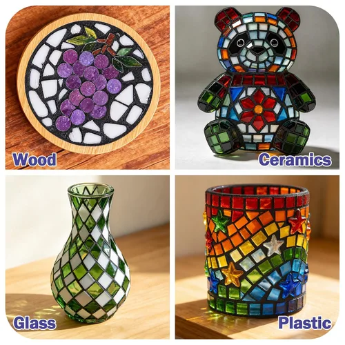 Miniatura 6 de Lechada de mosaico negro de 9 onzas, kit de lechada de mosaico con purpurina, arena de cristal transparente, fórmula impermeable, fácil de aplicar