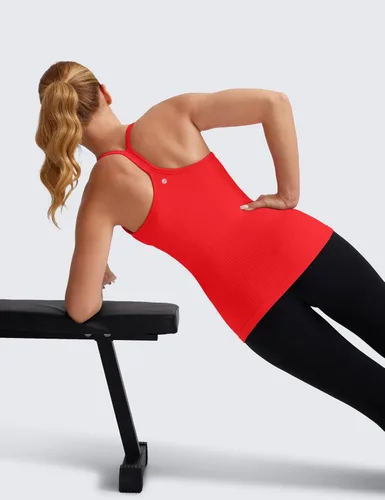 Miniatura 3 de CRZ YOGA Camisetas sin costuras de entrenamiento para mujer con espalda cruzada, camisola atlética deportiva con sostén incorporado