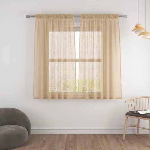 Miniatura 69 de UPOPO Paneles de Cortina Beige Pequeños Cortinas Transparentes de Gasa de 16 Pulgadas de Largo Cortinas de Cocina de Voile con Textura de Lino
