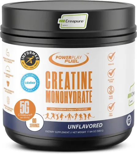 Polvo de Creatina Monohidrato – Apoya la Energía, la Salud del Cerebro y los Músculos, y la Recuperación para Hombres y Mujeres - Sin Gluten y Sin