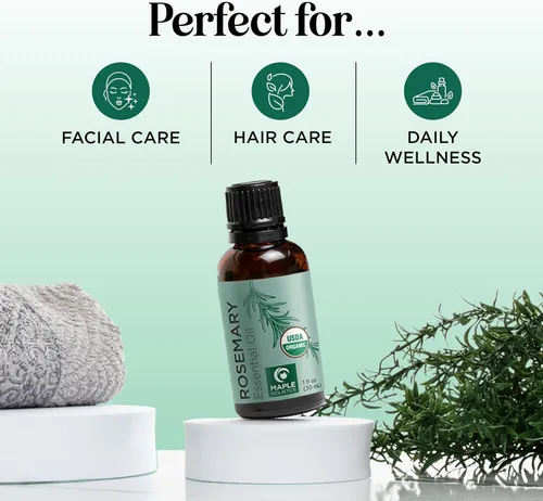 Miniatura 6 de Aceite de romero orgánico certificado para el cabello, aceite esencial de romero orgánico puro USDA para cabello, piel y uñas, además