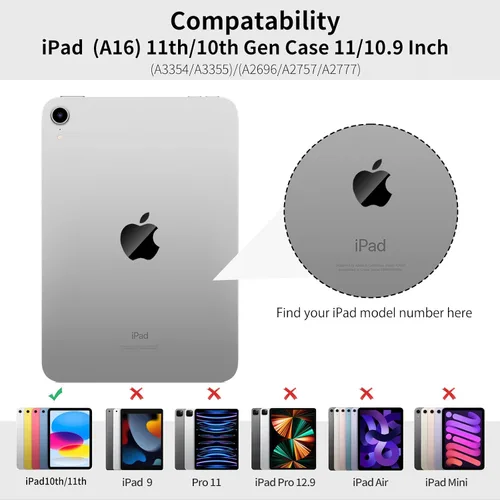 Miniatura 7 de Funda para iPad (A16) de 11ª generación de 11 pulgadas 2025/iPad de 10.9 pulgadas 2022, encendido y apagado automático, compatible con Touch ID
