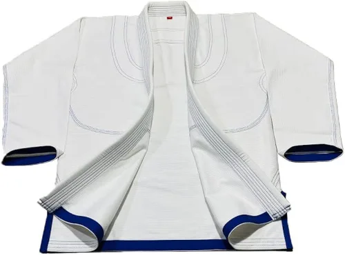 Miniatura 2 de Blanco Royal Blue Stitch Bjj Gi Jiu Jitsu Kimonos Gi 100% algodón Perl Weave 450GSM