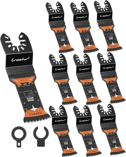 Miniatura 10 de Crosstar Juego de 7 cuchillas oscilantes para herramientas, bimetálicas, CR-V y recubrimiento de hielo negro, para madera, plástico, metal, clavos