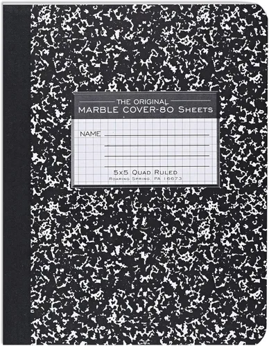 Miniatura 10 de ROARING SPRING Cuaderno de composición de tapa dura, libro de comp de mármol negro, 9.75 x 7.5 pulgadas, con rayas universitarias con margen, 100