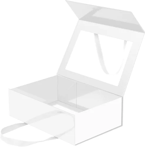 Miniatura 28 de Caja de regalo negra con ventana, caja de regalo magnética transparente para regalo, caja de propuesta de padrino de boda (10.5 x 7.5 x 3 pulgadas)