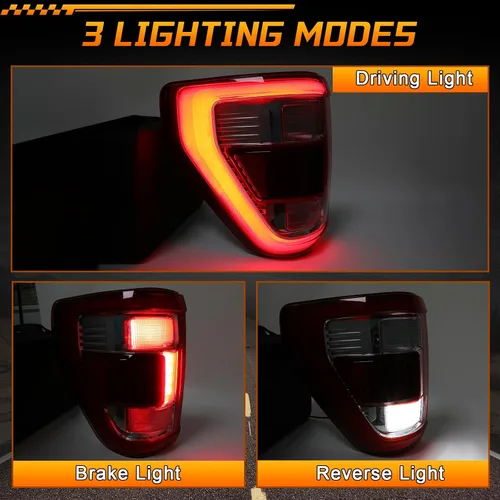 Miniatura 8 de Conjunto de luz trasera LED con puntos ciegos compatible con Ford F150 F-150 King Ranch Lariat Limited Platinum 2021 2022 2023 Reemplazo