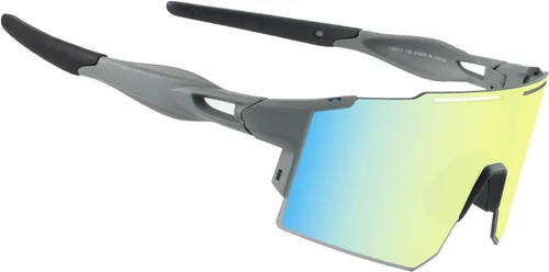 Miniatura 20 de OULAIQI Gafas de sol de ciclismo, polarizadas, para hombres y mujeres, con 1 lente o 3 lentes intercambiables, gafas de béisbol Rojo