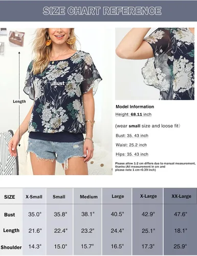 Miniatura 6 de Neineiwu blusa de gasa suelta casual de manga corta para mujer