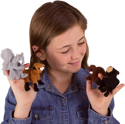 Miniatura 3 de Folkmanis Woodland Animal Finger Puppet Set, multicolor, 8" (2769)
