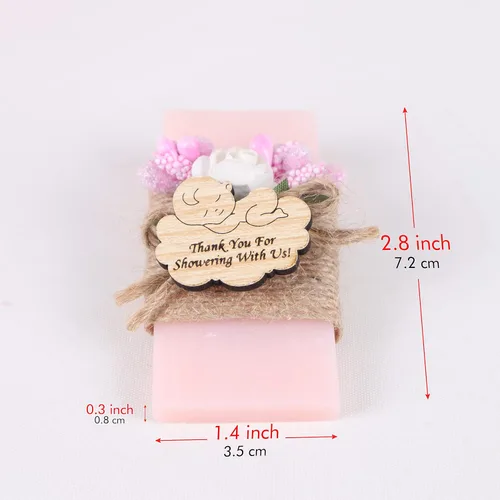 Miniatura 5 de Paquete de 10 decoraciones para baby shower de Happy Times Favors, regalos para baby shower, jabón mini vegano personalizado hecho a mano con aroma