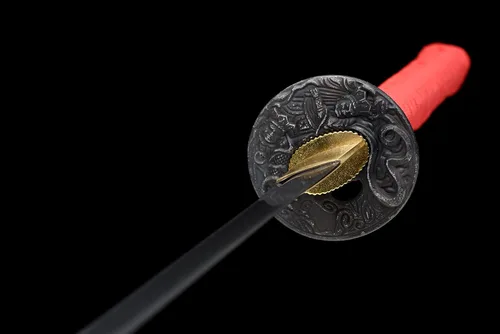 Miniatura 4 de Espada samurai hecha a mano, acero al carbono 1060, muy afilada, juego de Katana real (negro)