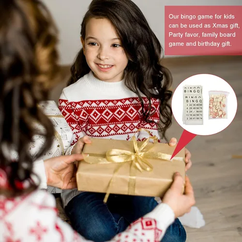 Miniatura 7 de Juego de Bingo Clásico, Juego de Bingo de Madera Incluye 40 Tarjetas de Números de Bingo y 75 Piezas de Ajedrez, Juego de Azar para Niños, Adultos
