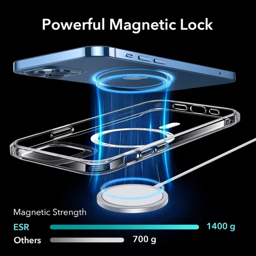 Miniatura 4 de ESR para iPhone 12 Pro Max Funda, Funda de Teléfono Magsafe Compatible con iPhone 12 Pro Max con Carga Inalámbrica Magnética HaloLock, Parte Trasera