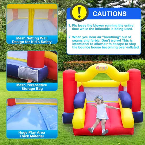 Miniatura 4 de Castillo inflable con soplador de aire y tobogán, castillo animoso familiar con juego de pelota de dardos, casa inflable para niños, 12 pies x 9