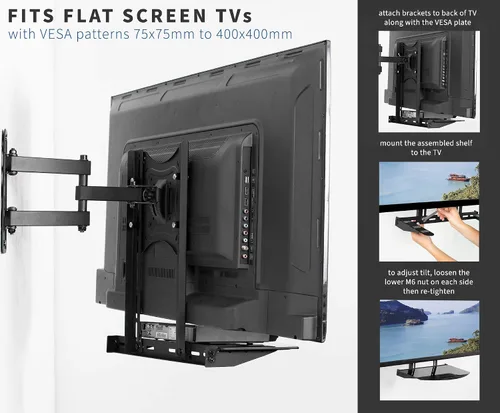 Miniatura 3 de VIVO Soporte de pared VESA para debajo o por encima de TV con inclinación, estante de almacenamiento de vidrio para reproductor de DVD, caja