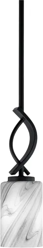Miniatura 126 de Toltec Lighting Cavella Stem Colgado Mini colgante, acabado grafito, vidrio de muselina blanca de 4 pulgadas